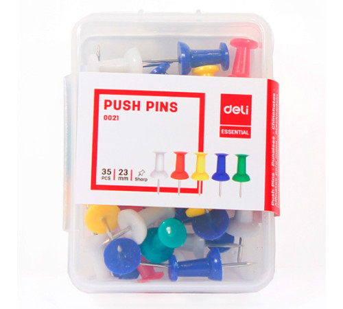 Кнопки-гвоздики цветные, ассорти Дели 35шт/уп, Китай