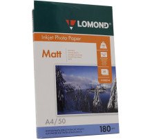 Фотобумага  A4, матов., 180 г/м, 50л.,, одностор.,струйн.принт. INK JET LOMOND,РФ