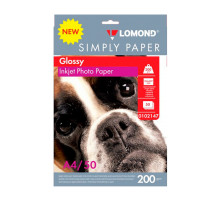 Фотобумага  A4, 200 г/м, 50л., (глянец.), одностор., INK JETLOMOND,РФ