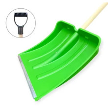 Лопата снеговая пластм№3, 380х380мм Вьюга, алюмин.черенок, V-ручка, с ал. планкой,  РФ