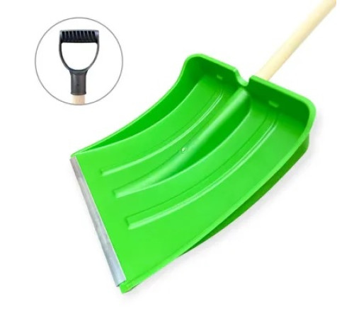 Лопата снеговая пластм№3, 380х380мм Вьюга, алюмин.черенок, V-ручка, с ал. планкой,  РФ