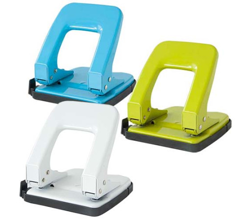 Дырокол 35л с линейкой Deli металл цв. белый, Китай