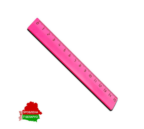 Линейка 15 см пласт., "ЮНИ" цветная, ассорти , РБ