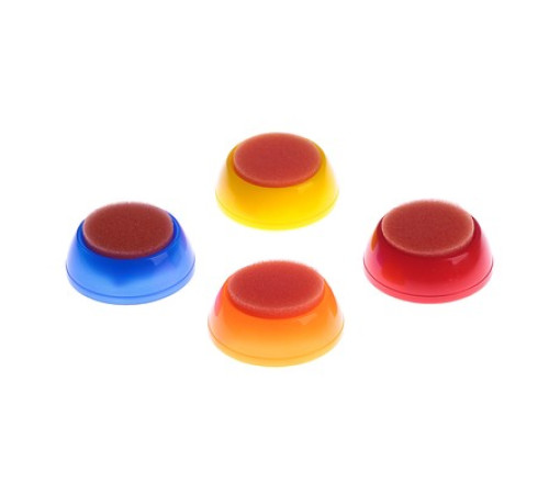 Губка поролон  для увлажнения пальцев , круглый, ассорти 4 цв., РФ