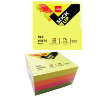 Блок 76*76 мм ассорти 4 цв.*100 л (400л) неон. с липким слоем DELI, Китай