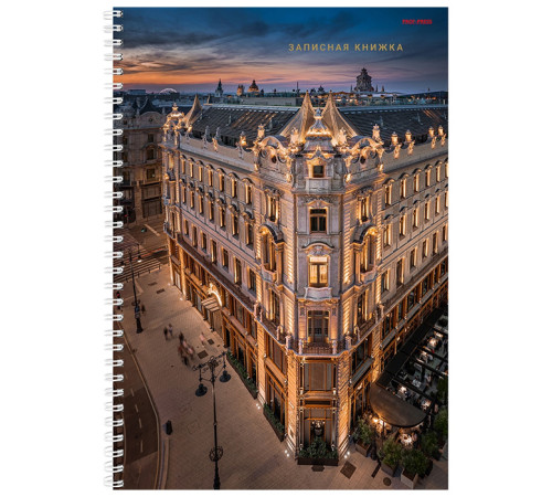Тетрадь -записная книжка А4 100л,"Вечерние улицы" клетка, спираль, картон обложка, РФ