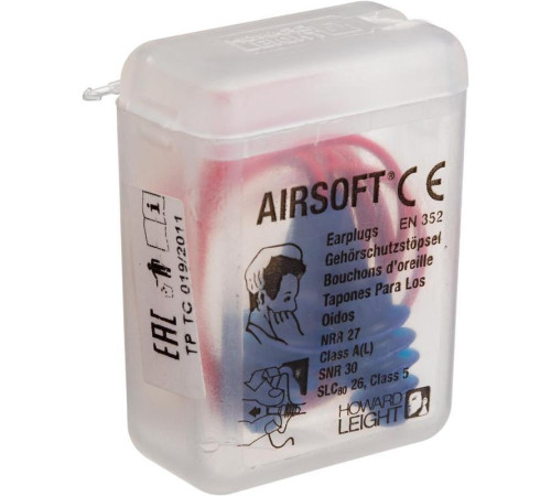 Беруши противошумные многоразовые со шнурком ЭйрСофт 50пар/упак,SNR30дб, Мексика