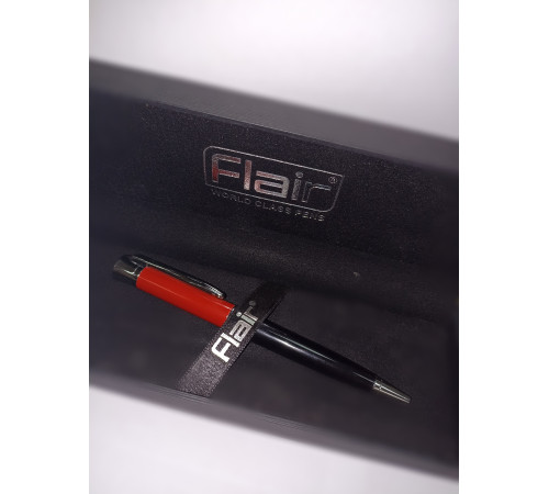 Ручка шарик/автомат в футляре, Flair, корпус-черн/кр, акрил/металл,Индия