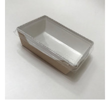 Салатник 500 мл бумажный с прозр. крышкой, 140/165*105/115*45 мм, 50шт/упак, лам.карт.белый/крафт,РФ