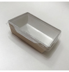 Салатник 500 мл бумажный с прозр. крышкой, 140/165*105/115*45 мм, 50шт/упак, лам.карт.белый/крафт,РФ