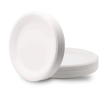 Тарелка 180мм, биоразлагаемая  деревянное волокно, белая 50 шт/упак,Китай