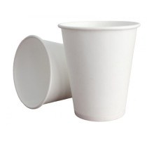 Стакан бумажный 250 мл, Белый (оранж.) без дизайна, 50шт/упак, Россия