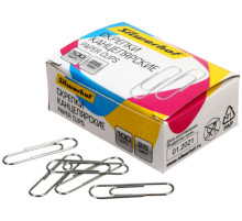 Скрепки 33мм 100шт/уп Silwerhof  никелированные, округл., Китай