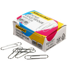 Скрепки 33мм 100шт/уп Silwerhof  никелированные, округл., Китай