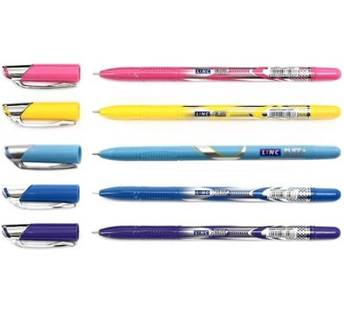 Ручка шариковая синяя Linc Gliss корпус ассорти, стержень синий, Индия