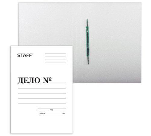 Скоросшиватель карт. STAFF, гарант. пл. 310 г/кв.м., (на 200л.) 121119 (200) белый. РФ