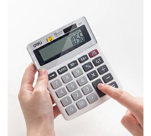 Калькулятор 12р.Deli настольный , 133*106*33 мм, белый. Китай