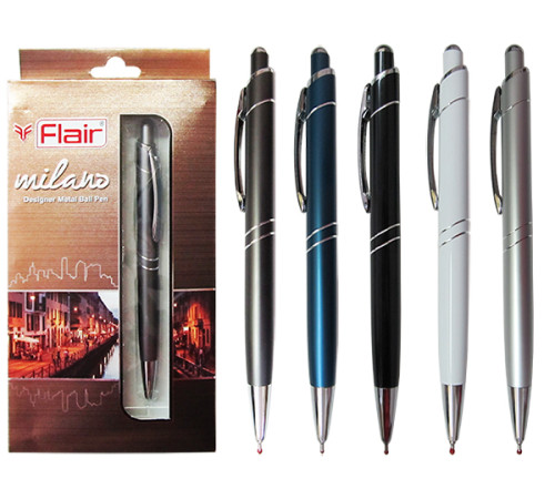 Ручка шарик/автомат Flair, синий стержень, MILANO, Индия