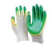 Перчатки х/б с двойным зел/желт. латексным покрытием 13кл. без инд. упаковки. РФ