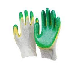 Перчатки х/б с двойным зел/желт. латексным покрытием 13кл. без инд. упаковки. РФ