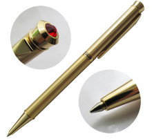 Ручка шариковая автоматическая металлич.корпус- золотой сатин,  в пласт. футляре  CRISTAL, ИНДИЯ