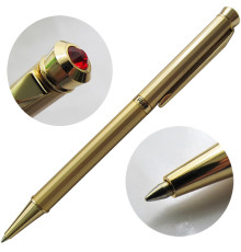 Ручка шариковая автоматическая металлич.корпус- золотой сатин,  в пласт. футляре  CRISTAL, ИНДИЯ