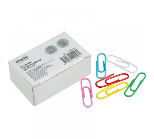 Скрепки, 28 мм, цветные, полимерное покрытие,  50 шт/уп.,Китай