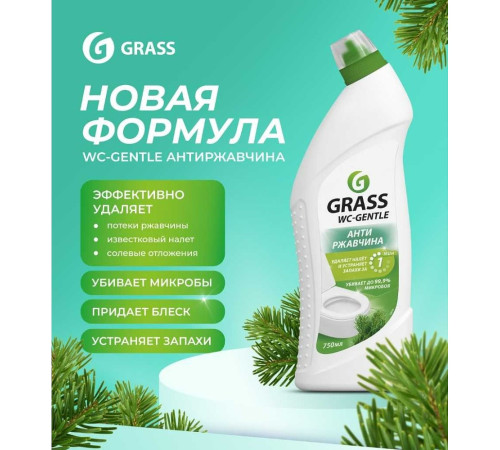 750 мл Средство чистящее д/туалета и ванных комнат анти-ржавчина Grass "WC-gel" Gentle, Россия