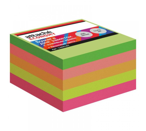 Блок 51*51мм,  с липким слоем 400л,  Attache Economy, ассорти, Китай