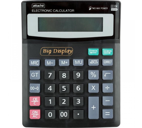 Калькулятор 12р черный Attache ATC-888-12F,  192 х 145 х 45 мм, Китай