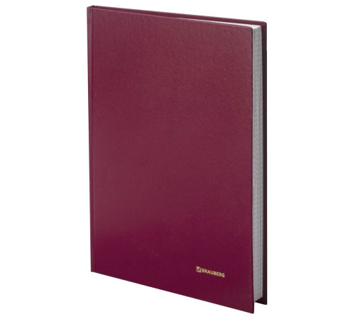 Книга учета клетка 96л , А4 Brauberg, 200*290мм, бумвинил, блок офсет, бордовый, РФ