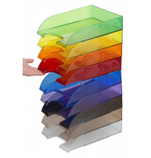 Лоток для бумаг горизонтальный  Серия ЦВЕТЫ  дымчатый прозр.,РБ