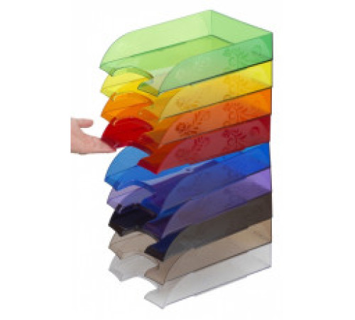 Лоток для бумаг горизонтальный  Серия ЦВЕТЫ  желтый прозр.,РБ