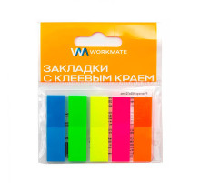 Закладки пластик. 12*45мм, 5цв*20л, Workmate, Китай