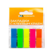 Закладки пластик. 12*45мм, 5цв*20л, Workmate, Китай