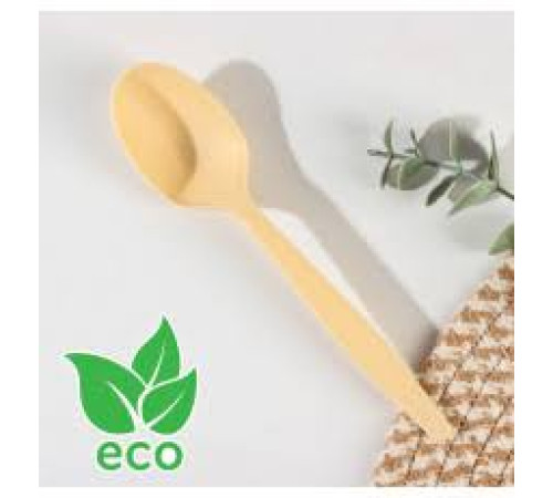 Ложка одноразовая столовая Био Эко Премиум (M), цвет бежевый, 50шт/упак, РФ