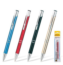 Ручка шарик/автомат  BRAUBERG бизнес-класса "Win" стерж. синий, корп. ассорти 1 мм, РФ