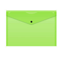 Папка-конверт  А4 на кнопке Бюрократ Double Neon, салатовый, полупрозрачный, 0.15мм. РФ