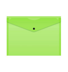 Папка-конверт  А4 на кнопке Бюрократ Double Neon, салатовый, полупрозрачный, 0.15мм. РФ