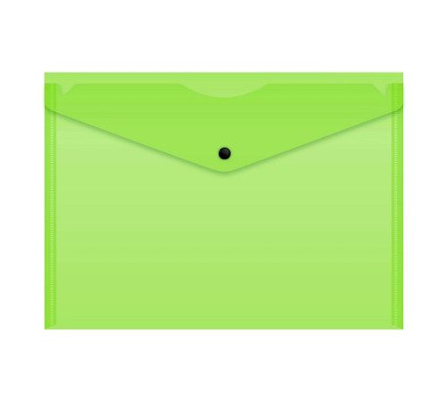 Папка-конверт  А4 на кнопке Бюрократ Double Neon, салатовый, полупрозрачный, 0.15мм. РФ