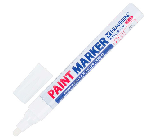 Маркер-краска Белый BRAUBERG PROFESSIONAL, нитро-основа, 2-4мм, Китай
