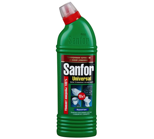750 мл Средство чистящее  для  сантехники "10 в 1" Sanfor Универсал Морской бриз, 1543. РФ