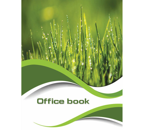Тетрадь А4 96 л.для записей “Office book” Трава в росе,твердая обложка,  клетка, цветной блок, РБ