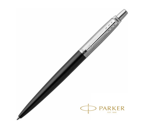 Ручка шарик/автомат Parker Jotter Kensington BlackCТ, подароч.упак,черн//серебр.,стер.синий, Франция