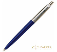 Ручка шарик/автомат Parker Jotter Kensington Blue CT, подароч.упак,синий/серебр.,стер.синий, Франция
