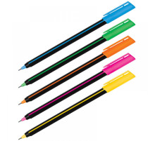 Ручка шариковая синий 0,5мм, Luxor Stick Soft Touch, (одноразовая) цвет ассорти, Индия
