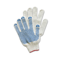 Перчатки рабочие трикотажные х/б белые, с ПВХ покрытием "Точка", 5 нитей, 165 текс, х-нить,РБ