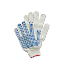 Перчатки рабочие трикотажные х/б белые, с ПВХ покрытием "Точка", 5 нитей, 165 текс, х-нить,РБ
