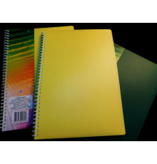 Тетрадь  А4 96л для записей, клетка, спираль, обложка желтая, пластик, РБ