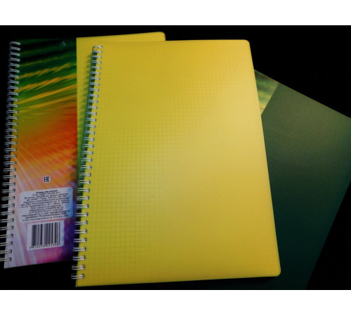 Тетрадь  А4 96л для записей, клетка, спираль, обложка желтая, пластик, РБ